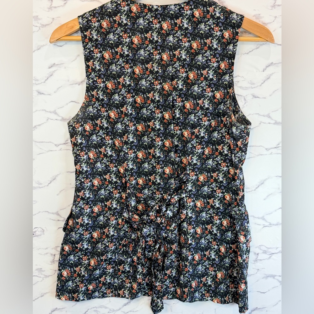Vintage In Sync Ditsy Floral Button-Front Blouse Cotagecore Tie-Hem Vest Top -S - Picture 8 of 8
